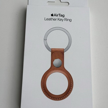 Apple AirTag Leather Key Ring , Saddle Brown