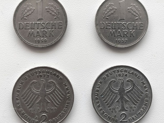 Saksa mündid 1950, 1957, 1973, 1974