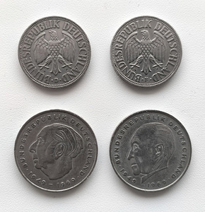 Немецкие монеты 1950, 1957, 1973, 1974 (2 фото из 2)
