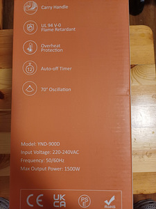 Тепловентилятор 1500W/НОВЫЙ/ Нагревательный элемент (9 фото из 9)