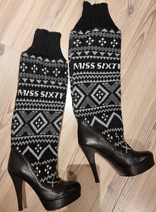 Stiilsed "MissSixty" Kootud kõrge säärega nahksaapad! S:37 (8 foto / 10)