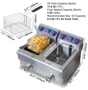 Новая! Двойная Профессиональная Фритюрница (24L, 3000W) (2 фото из 3)