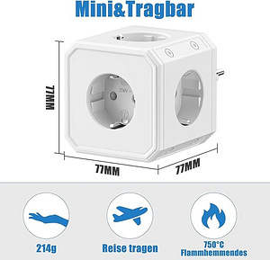 5 socket cube, 4000 W Max/2500 rated power, 750 °C, (2 foto / 4)