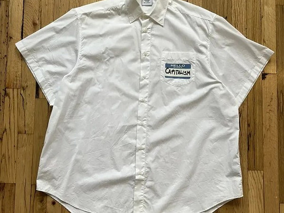 Vetements Hello my name is capitalism shirt free