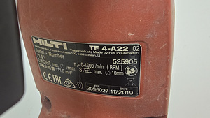 Перфоратор Hilti TE 6-A22 + Аку 5,2Ач (4 фото из 5)