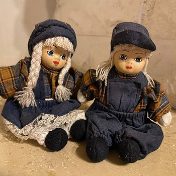Vintage Pair Of Hansel and Gretel Dolls Porcelain Head Cloth