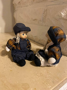 Vintage Pair Of Hansel and Gretel Dolls Porcelain Head Cloth (4 foto / 9)