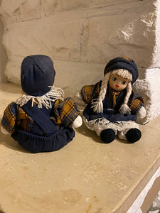 Vintage Pair Of Hansel and Gretel Dolls Porcelain Head Cloth (6 foto / 9)
