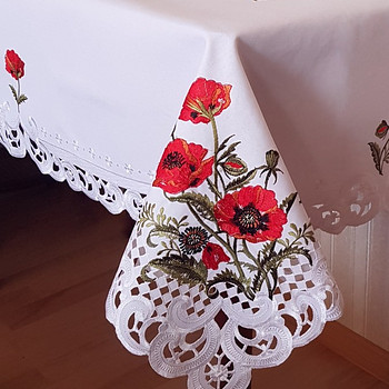 ПРЯМОУГОЛЬНАЯ СКАТЕРТЬ С КРАСНЫМИ МАКАМИ 150 х 220 см