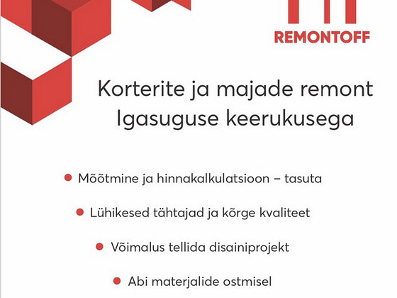 Korterite ja majade remont Igasuguse keerukusega