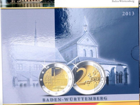 Saksamaa erinevad 2€ meenemündid, mündikaardid.