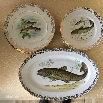 Limoges, France. Taldrikud kaladega.11 tk.