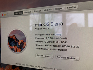 iMac 21.5 середина 2011, 2,5 ГГц, 12 ГБ, 500 ГБ SATA (2 фото из 2)