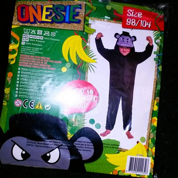 King Kong pehme fliisist kombee-karnivalikostuum, 98-104