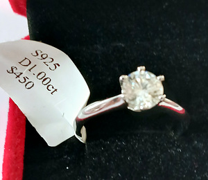 Серебряное кольцо 925 с муассанитом 1 карат (минеральный бри (1 фото из 4)