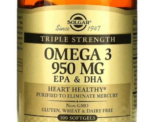 Solgar, Omega 3, 950 мг, тройная сила/Омега 3