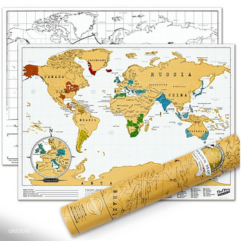 Scratch map of the world Size A4