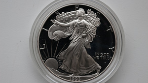1 oz 999 hõbe proof Ameerika dollar 1993. (2 foto / 3)