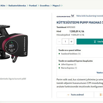 KÜTTESÜSTEEMI PUMP MAGNA3 32-120F PN6/10