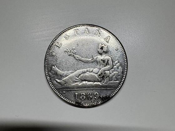 5 Pesetas 1869 Hispaania hõbemünt