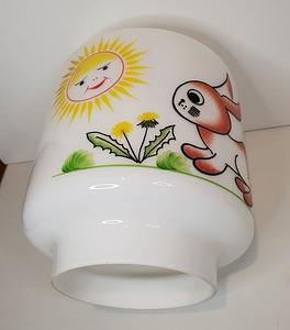 Klaasist Vintage Nõukogude Lastetoa laelamp, 1960-80ndad (6 foto / 8)