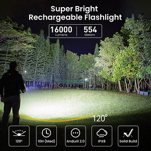 SOFIRN Q8Plus 16000 Lumens Rechargeable Flashlight! (7 фото из 10)