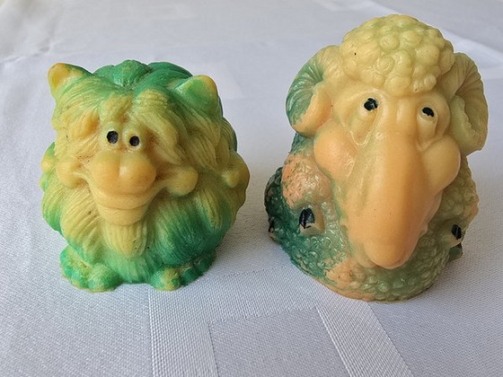Винтажные советские резиновые игрушки Домовой Ау и Барашек