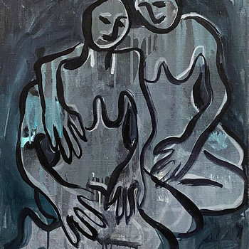 Monokroomne abstraktne maal – 60×50 cm