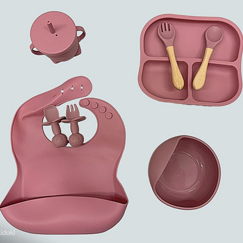 Silikoonist toidunõude komplekt (Roosa) НОВЫЙ