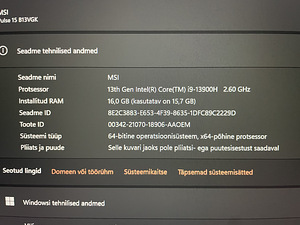 MSI Pulse 15 B13V (4 foto / 4)