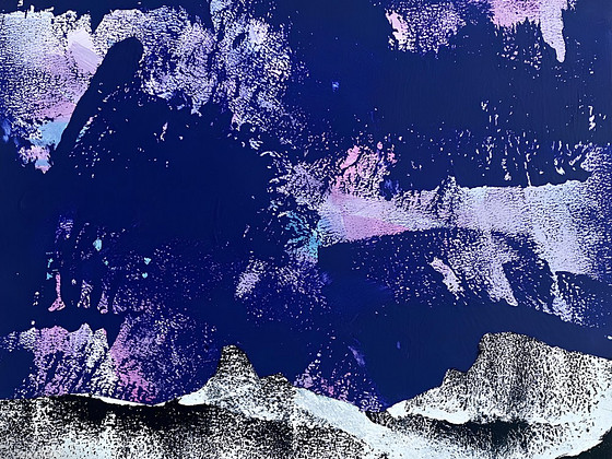 Абстрактный горный пейзаж – акрил на холсте, 40×50 см
