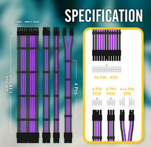 PSU Cable Extension kit (Black and Purple) (2 foto / 2)