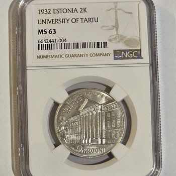 1932 ESTONIA 2K UNIVERSITY OF TARTU NGC MS 63