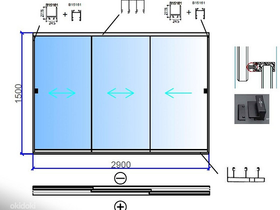 Раздвижная безрамочная система Slider Next, лоджия 3 м, 3 ст