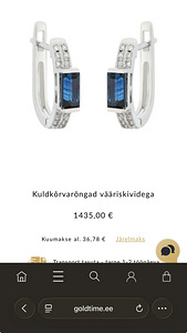 Kuldkõrvarõngad 585 teemandid+safiirid (3 foto / 3)