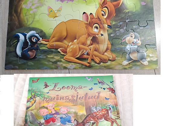 Bambi pusle ja raamat "Loomamuinasjutud"
