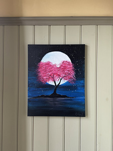 Akrüülmaal "Roosa puu", 50x40cm , raamil (1 foto / 2)