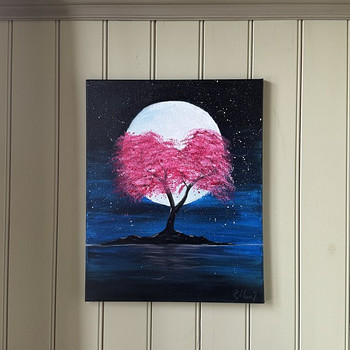 Akrüülmaal "Roosa puu", 50x40cm , raamil