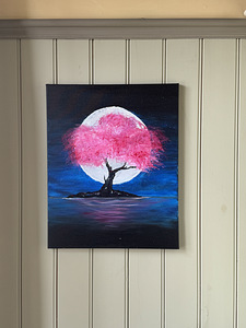 Akrüülmaal "Roosa puu", 50x40cm , raamil (2 foto / 2)