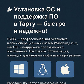 Windows, Linux, macOS paigaldus, tarkvara tugi Tartus