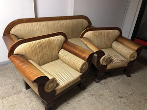 Diivan ja 2 tugitooli biedermeieri stiilis (1 foto / 9)