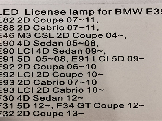 BMW numbriplaadi LED tuled. Sobivus pildil