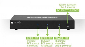 KVM Switch Techly DisplayPort/USB 2x1 Dual Head Video 4K * 3 (6 foto / 10)
