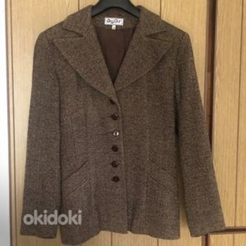 Весенняя куртка с подкладкой, размер 38, коричнево-пестрая