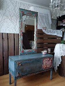 Vintage peegliga kapp/ kummut anttik stiiliga (10 foto / 10)