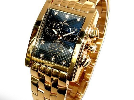 Oskar Emil gold plated and 7 diamond watch