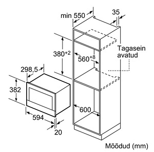 Интегрированная микроволновая печь Bosch мощностью 900W, объем 21L (9 фото из 9)