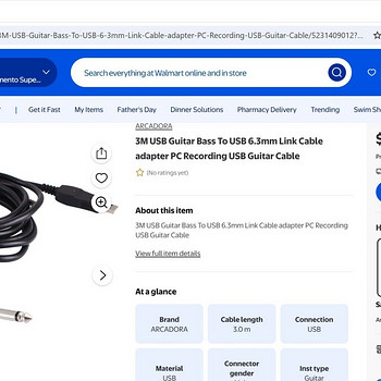 USB КАБЕЛЬ для гитары 6.3мм джек