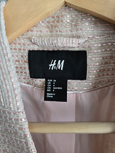 Розовый жакет/пиджак H&M, размер 34 (4 фото из 5)