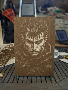 "Berserk" Guts portree poster vineerile põletatud (1 foto / 2)